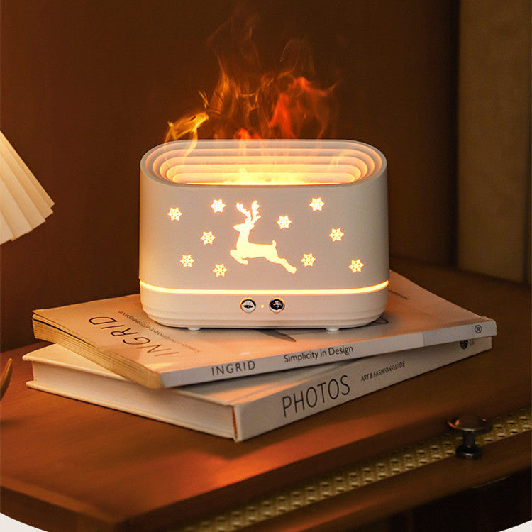 Christmas Elk Flame Humidifier – Quiet Aromatherapy & LED Atmosphere Light