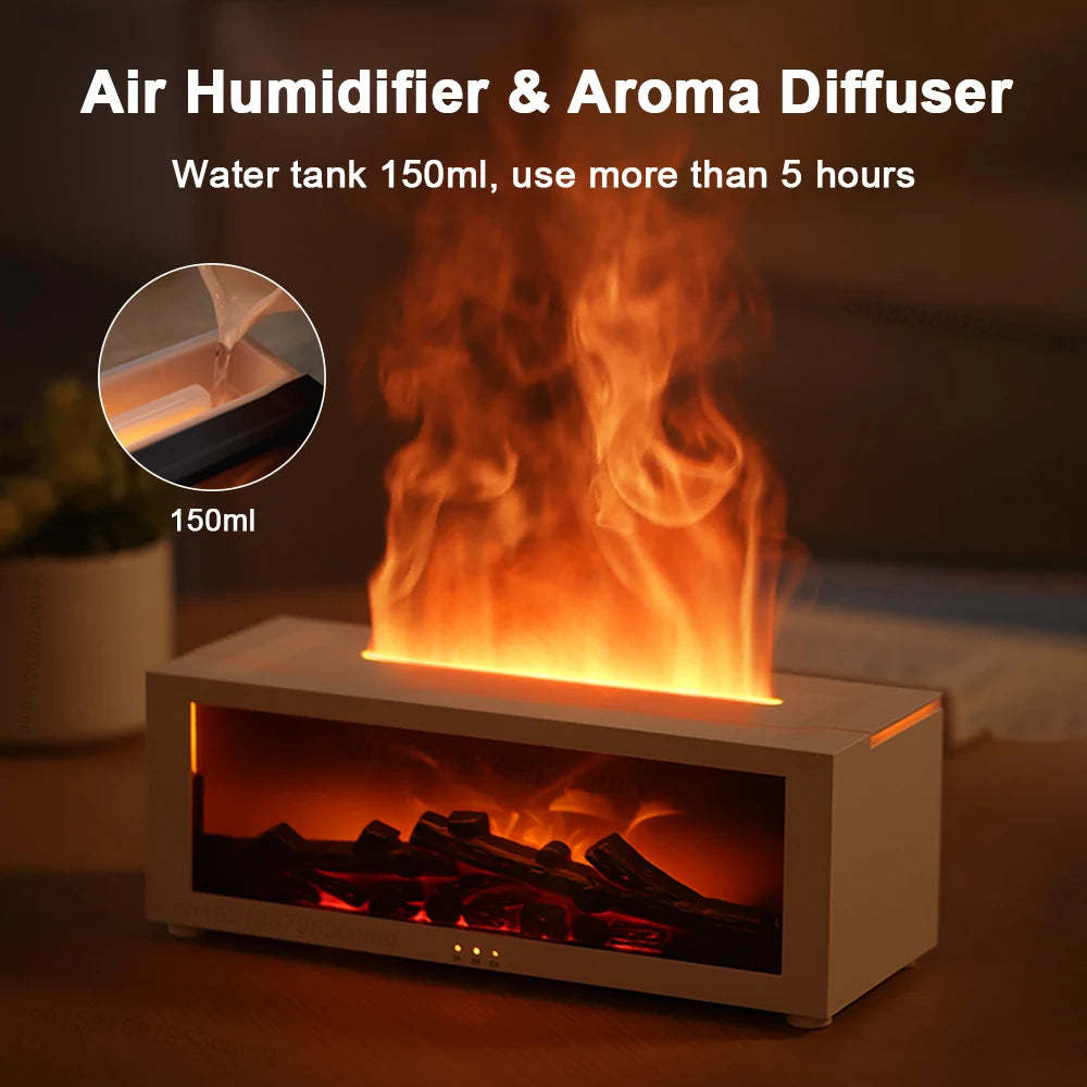 "Flame Effect Aroma Diffuser – 3D RGB Humidifier for Essential Oils | UK Home Use"