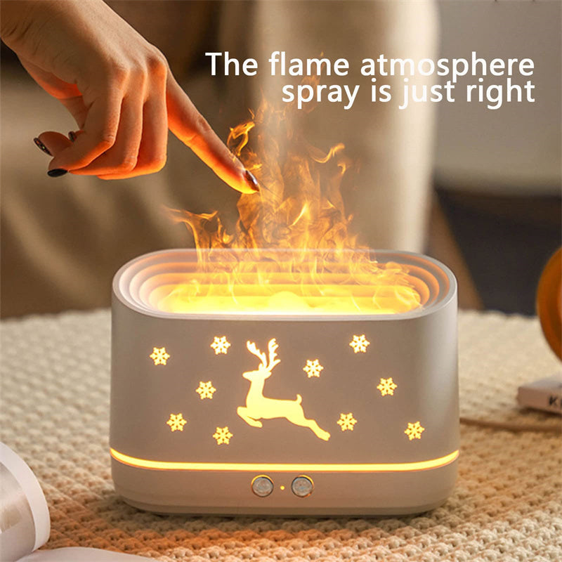 Christmas Elk Flame Humidifier – Quiet Aromatherapy & LED Atmosphere Light