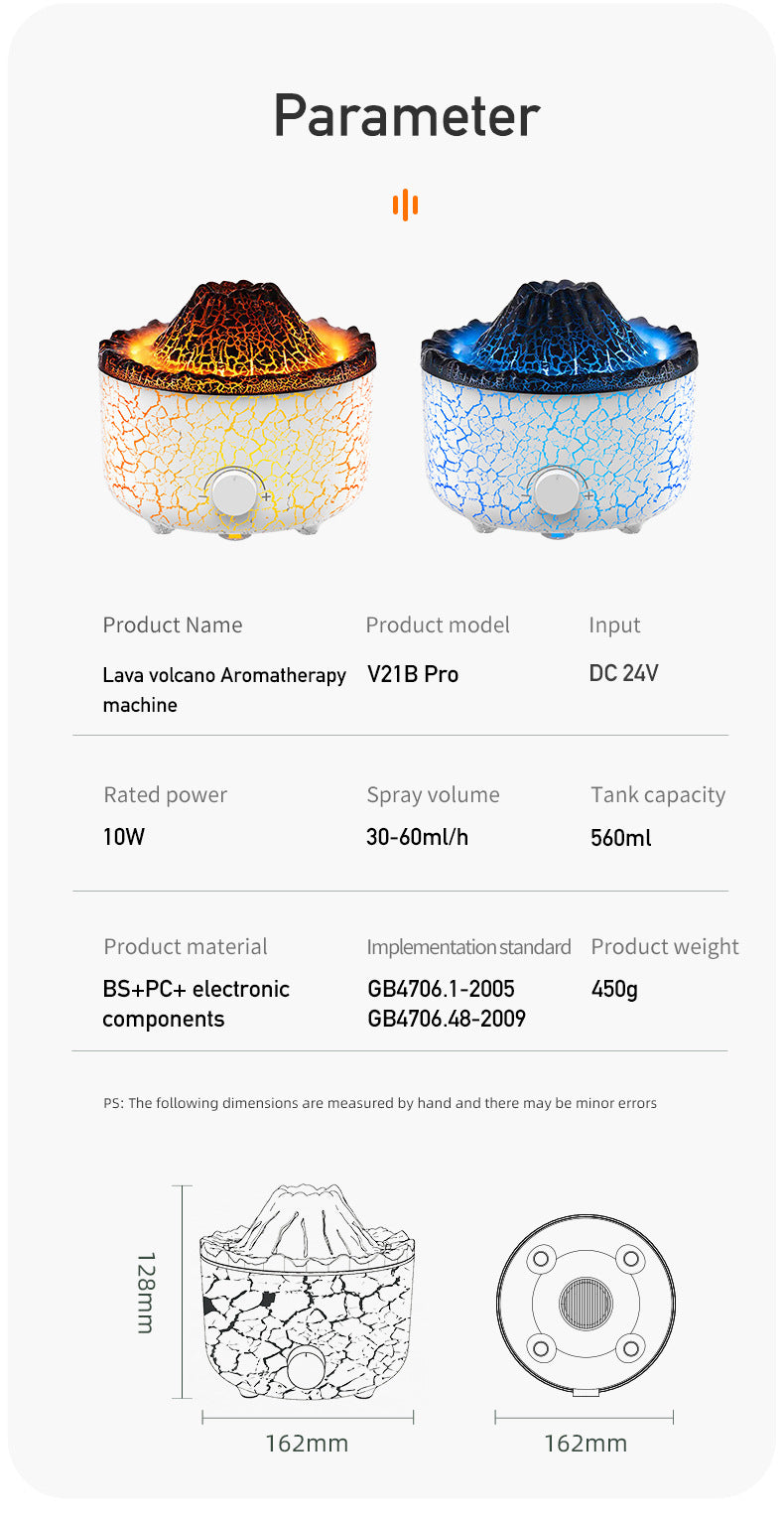 Volcano Aromatherapy Diffuser – Flame Mist Jellyfish Air Humidifier