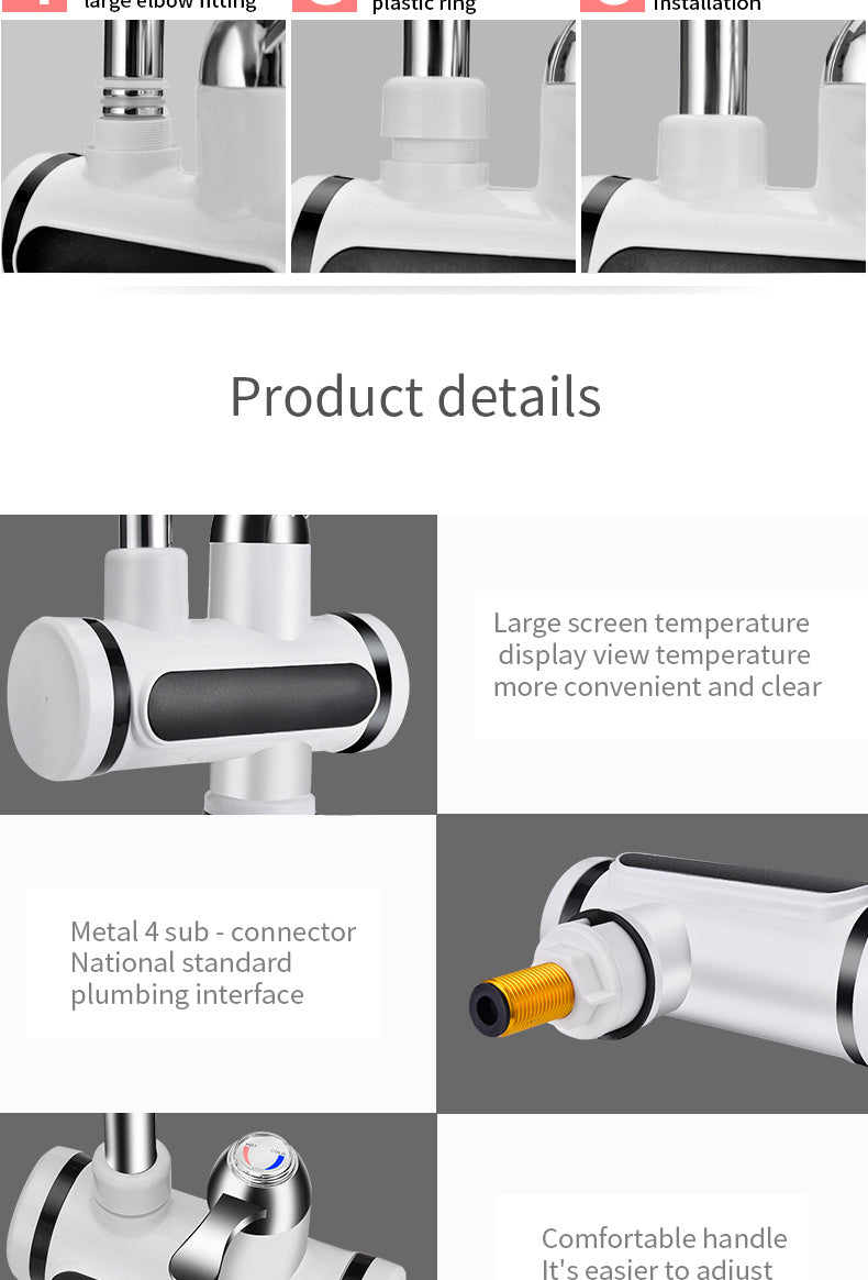Kitchen Electric Water Tap Water Heater Temperature Display Cold HeatiFaucet Hot Water Faucet Heater