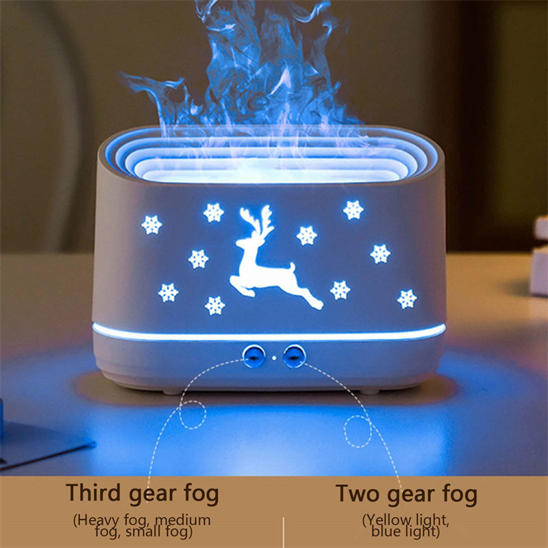 Christmas Elk Flame Humidifier – Quiet Aromatherapy & LED Atmosphere Light