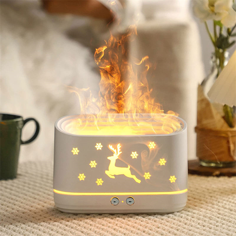 Christmas Elk Flame Humidifier – Quiet Aromatherapy & LED Atmosphere Light