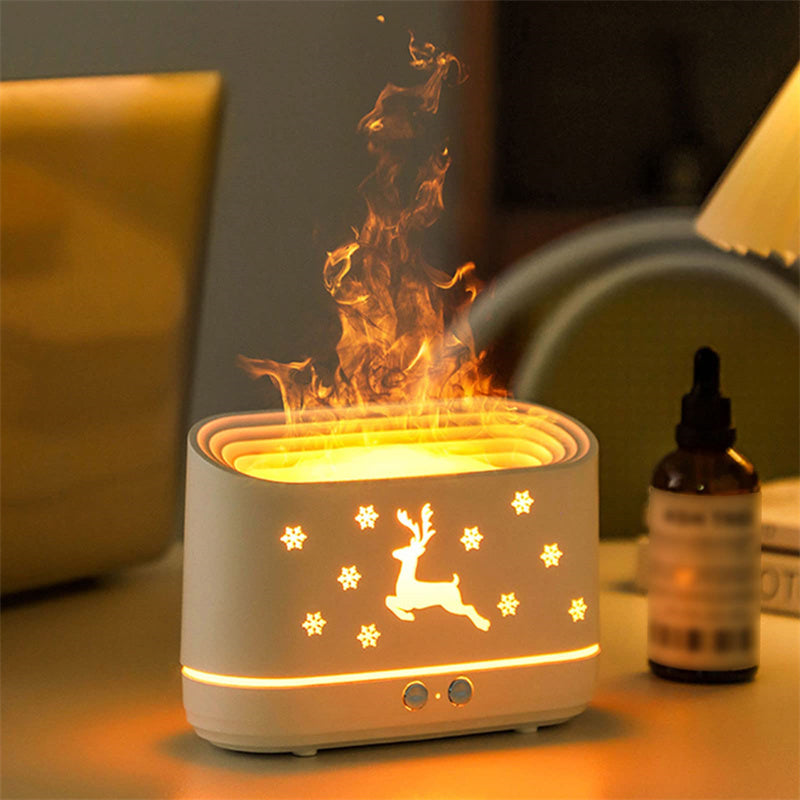 Christmas Elk Flame Humidifier – Quiet Aromatherapy & LED Atmosphere Light