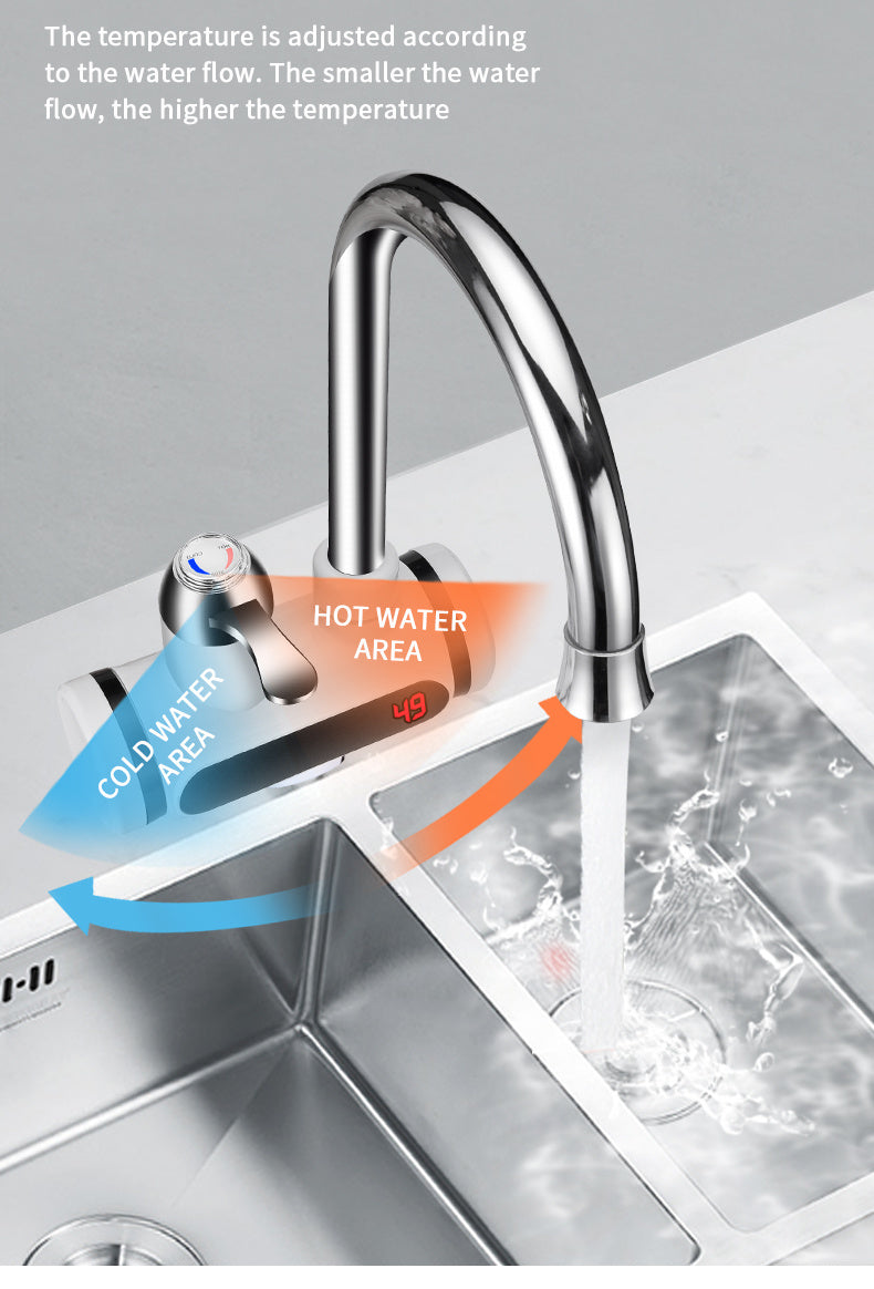 Kitchen Electric Water Tap Water Heater Temperature Display Cold HeatiFaucet Hot Water Faucet Heater