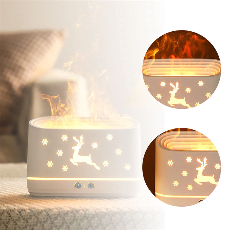 Christmas Elk Flame Humidifier – Quiet Aromatherapy & LED Atmosphere Light