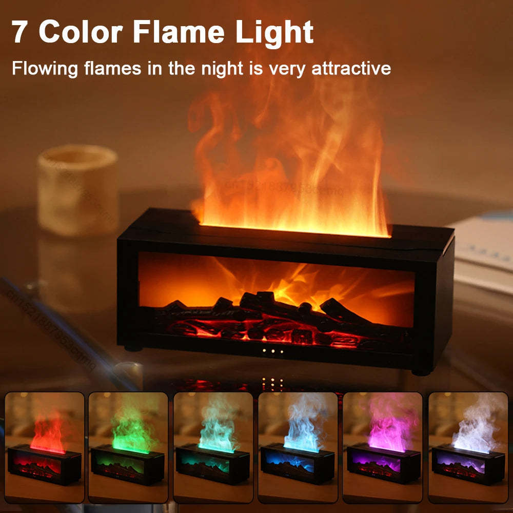 "Flame Effect Aroma Diffuser – 3D RGB Humidifier for Essential Oils | UK Home Use"