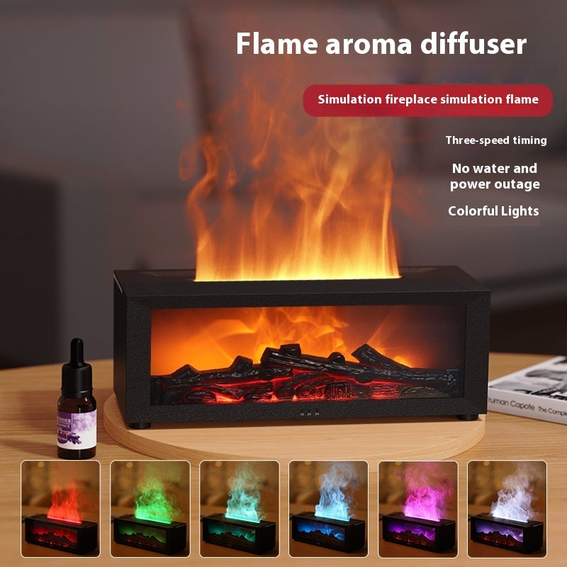 "Flame Effect Aroma Diffuser – 3D RGB Humidifier for Essential Oils | UK Home Use"