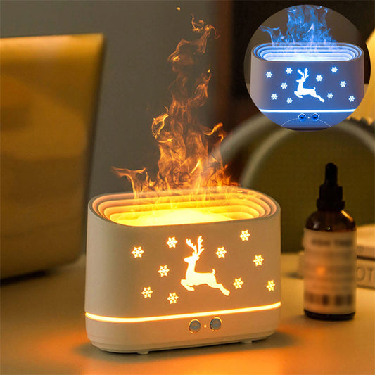 Christmas Elk Flame Humidifier – Quiet Aromatherapy & LED Atmosphere Light